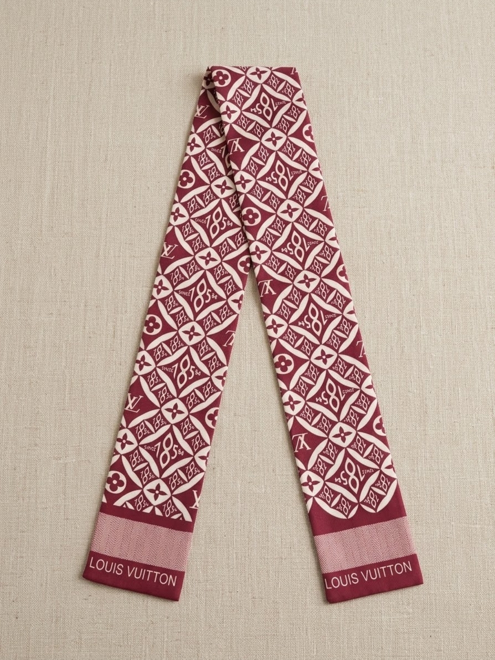 Brand New Twilly Scarf in Burgundy and Cream